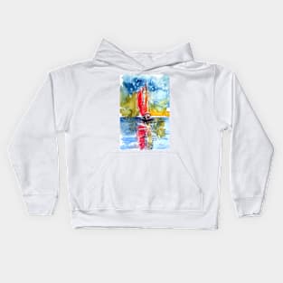 Red sailboat Kids Hoodie